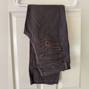 Olsen Brown Gray Straight Leg Cotton Designer Jeans Size 8, Waist 15”